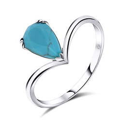 Blue Turquoise Silver Rings NSR-2472